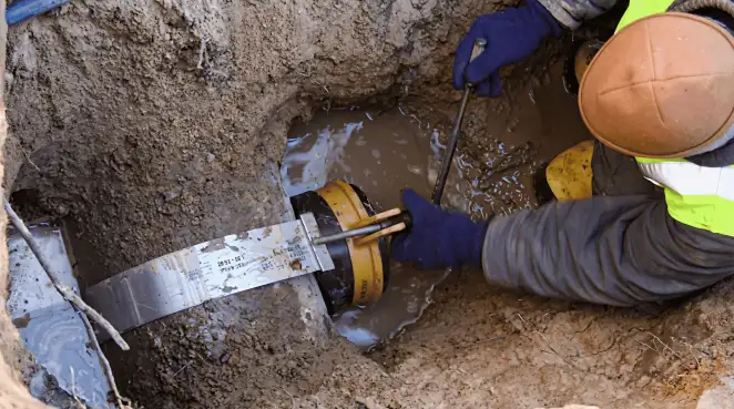 Technician performing underground drainage repair for foundation protection and gutter systems in Chicago, IL
